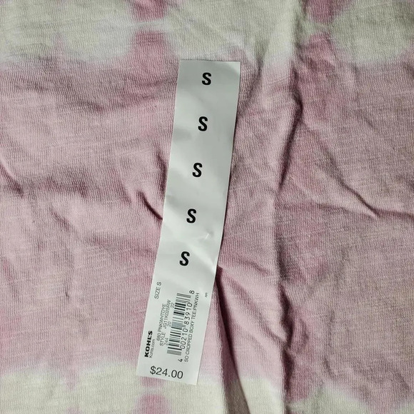 NWT SO Juniors' Cropped Boxy Tie Dye Tee Size Small Pink White - Picture 3 of 12